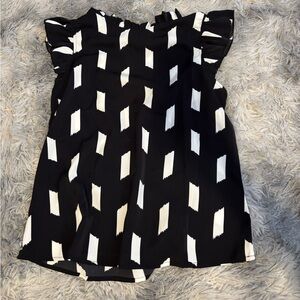Black & White Patterned Sleeveless Work Top